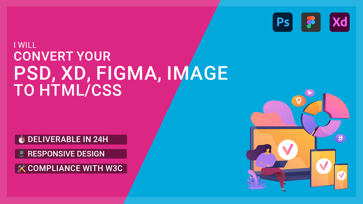 I Will Convert Your PSD XD FIGMA Image To HTML CSS By Djerson7