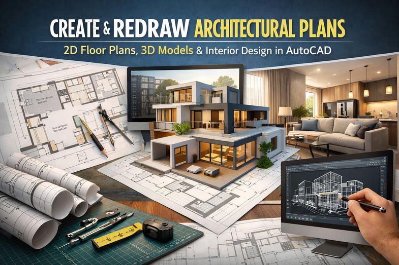 I will Create & Redraw Architectural Plans 2D Floor Plans, 3D Models ...