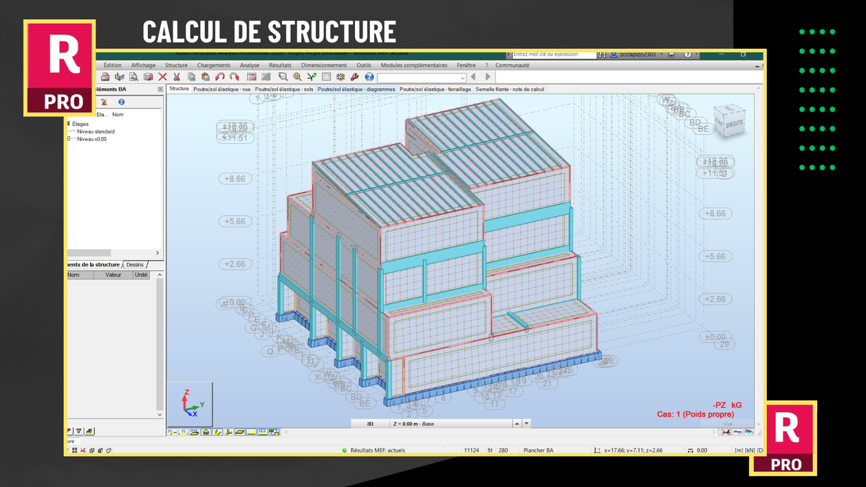 Je vais réaliser le calcul de structure complet pour votre bâtiment ...