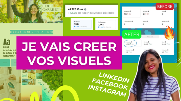 Je vais créer des visuels pour vos publications Linkedin, Facebook et ...