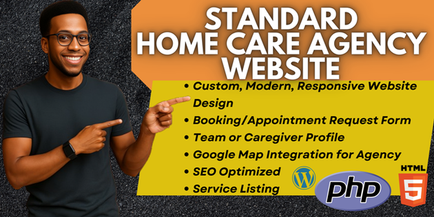 I will create a standard Home Care Agency Website, CQC and CDC ...