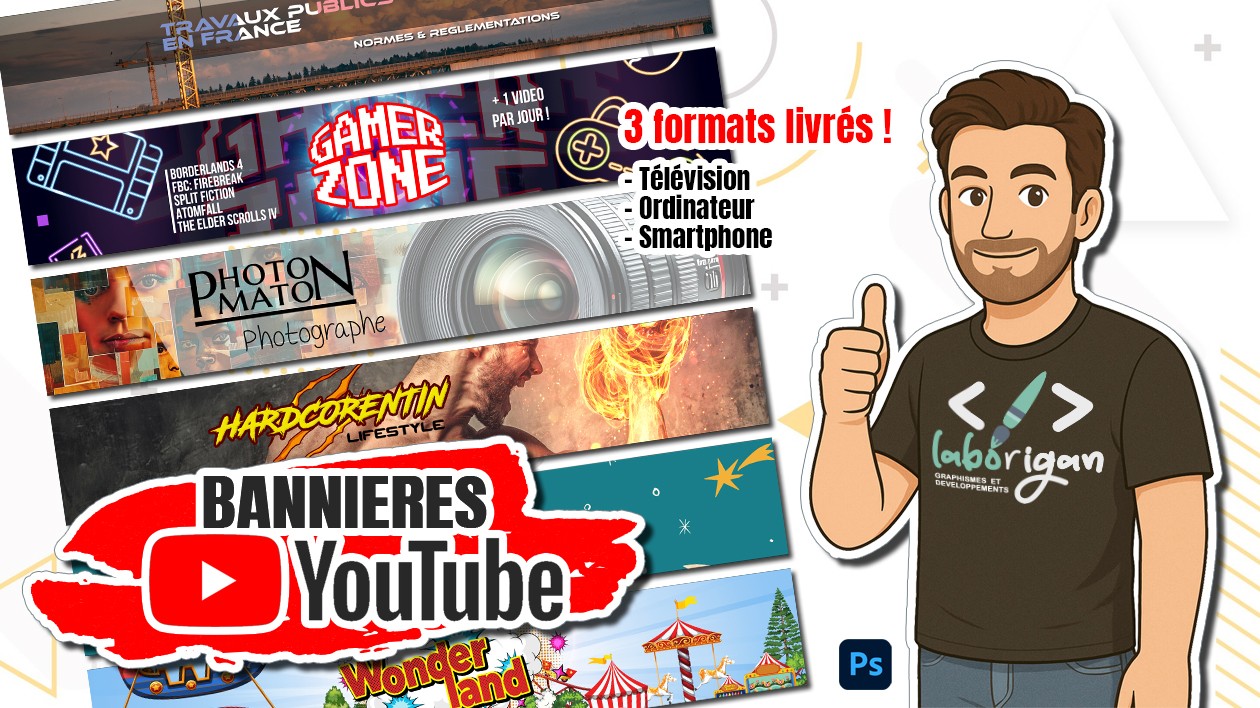 Je vais créer votre bannière YouTube sous les 3 formats par Laborigan
