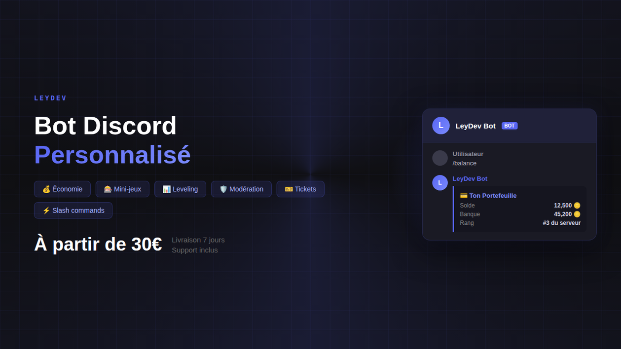 Je vais créer votre bot Discord personnalisé et complet par LeyDev
