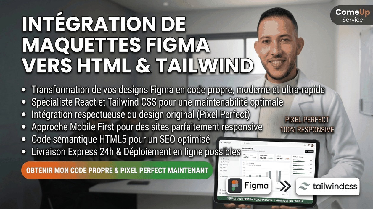 Je vais intégrer votre maquette Figma en code HTML et Tailwind CSS de ...