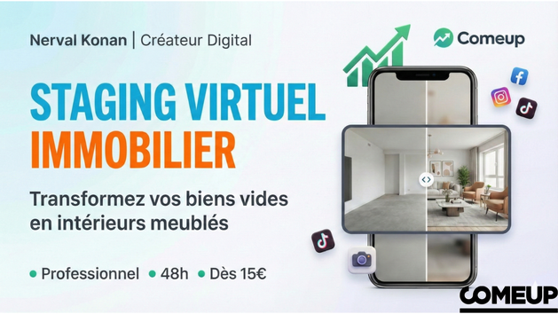 Je vais réaliser un home staging virtuel réaliste de vos photos ...