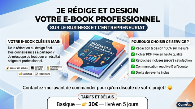 Je vais rédiger et designer votre e-book professionnel sur le business ...