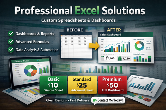 I will create professional Excel dashboards and spreadsheets by hamidtahiry