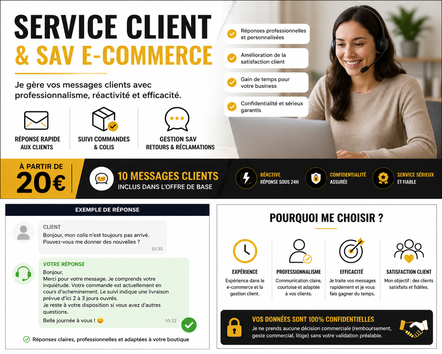 Je vais gérer votre service client et SAV e-commerce (10 messages ...