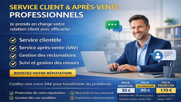 Je vais gérer votre service client et SAV pour fidéliser vos clients et ...