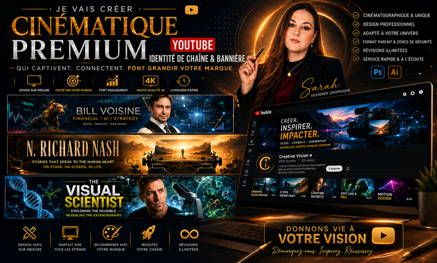 Je vais créer votre bannière et kit de chaîne youtube professionnel par ...