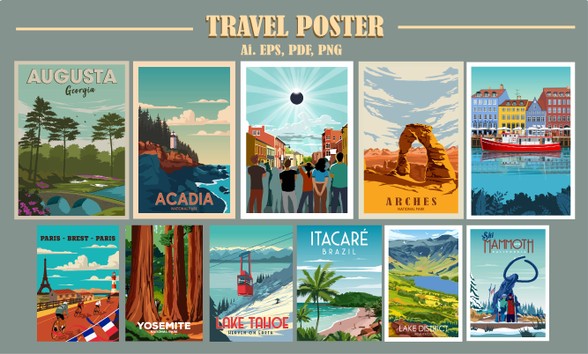 vintage travel poster tutorial