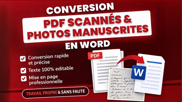 Je vais convertir vos PDF scannés ou photos manuscrites en Word ...