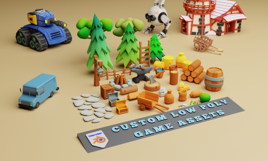 I will create custom low poly 3d game assets for unity and unreal ...