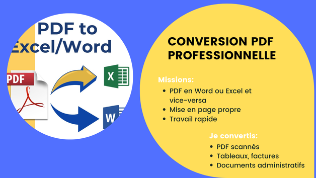 Je vais convertir vos fichiers PDF en Word ou Excel avec une mise en ...