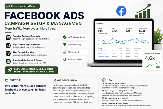 I will setup, manage and optimize high converting Facebook ads campaign ...