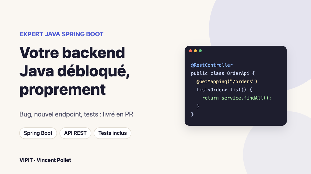 Je vais développer ou corriger votre backend Java Spring Boot et vos ...