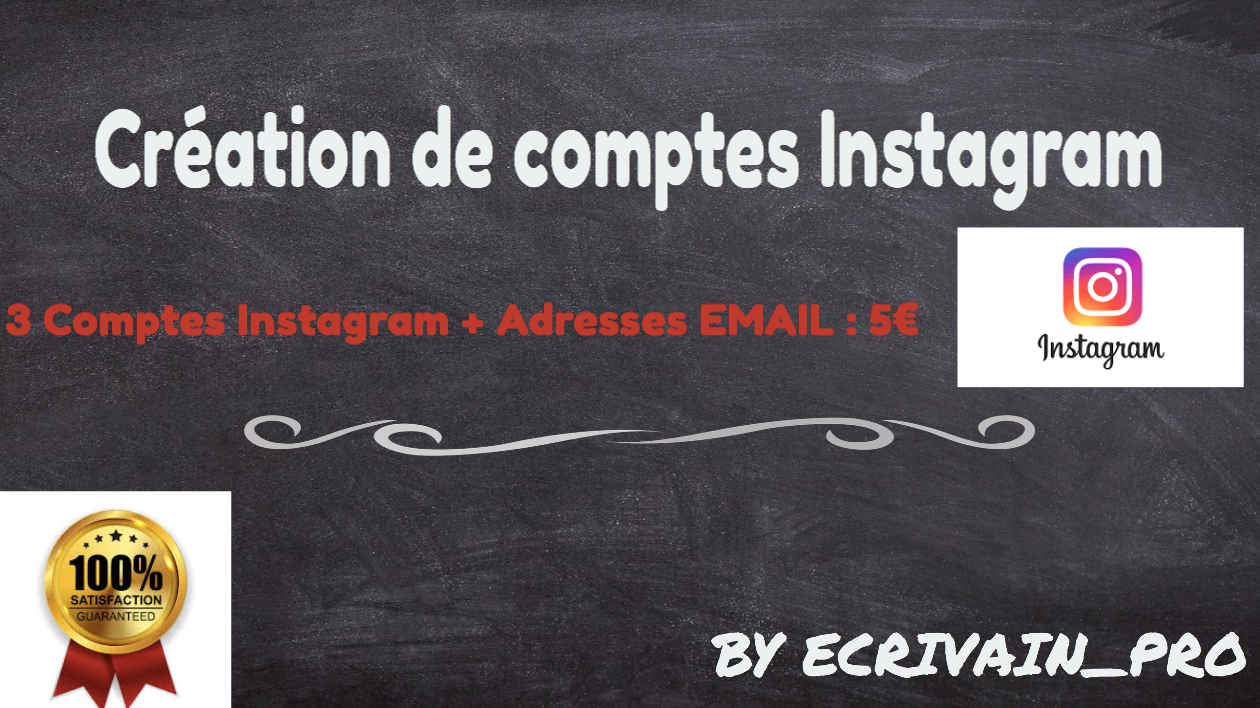 Je vais créer des comptes Instagram Français vérifiés par Email
