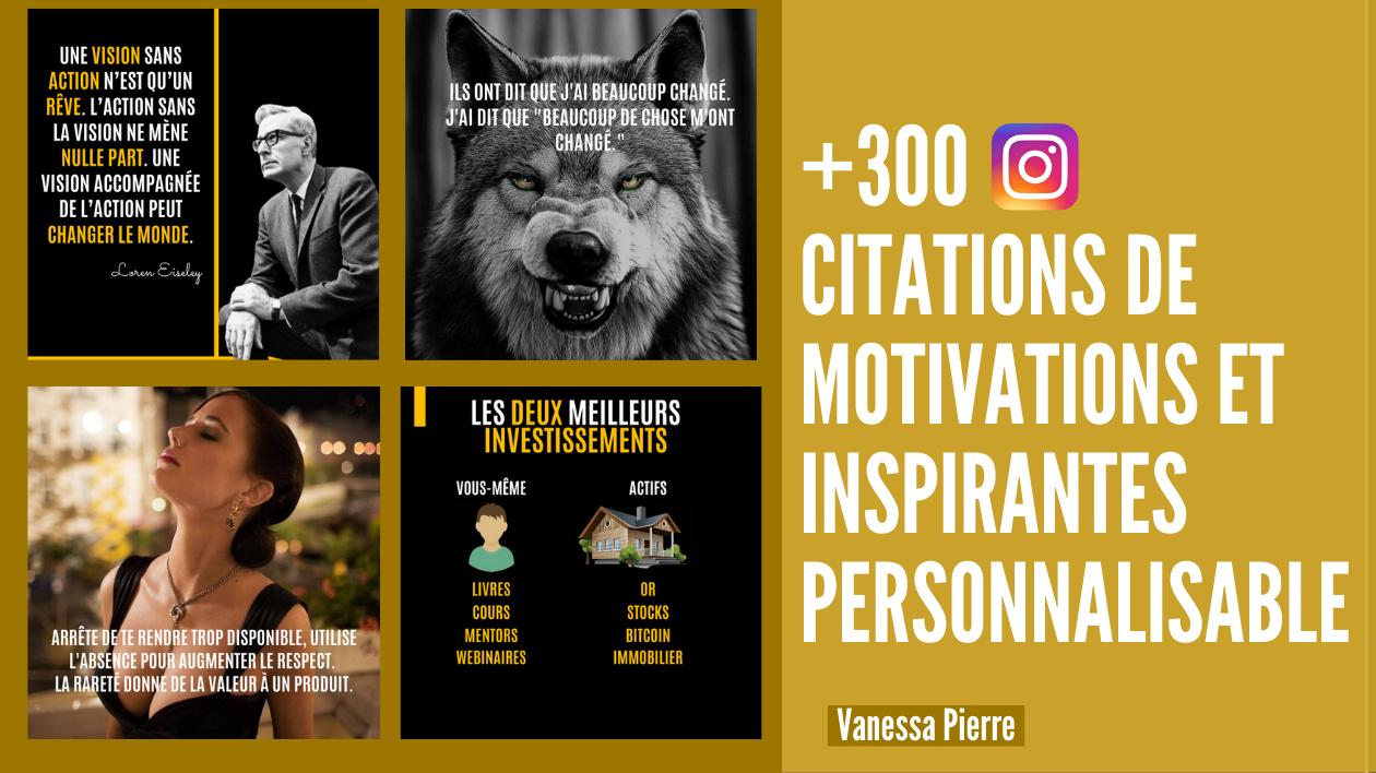 Je vais envoyer +300 citations de motivations instagram en images personnalisable