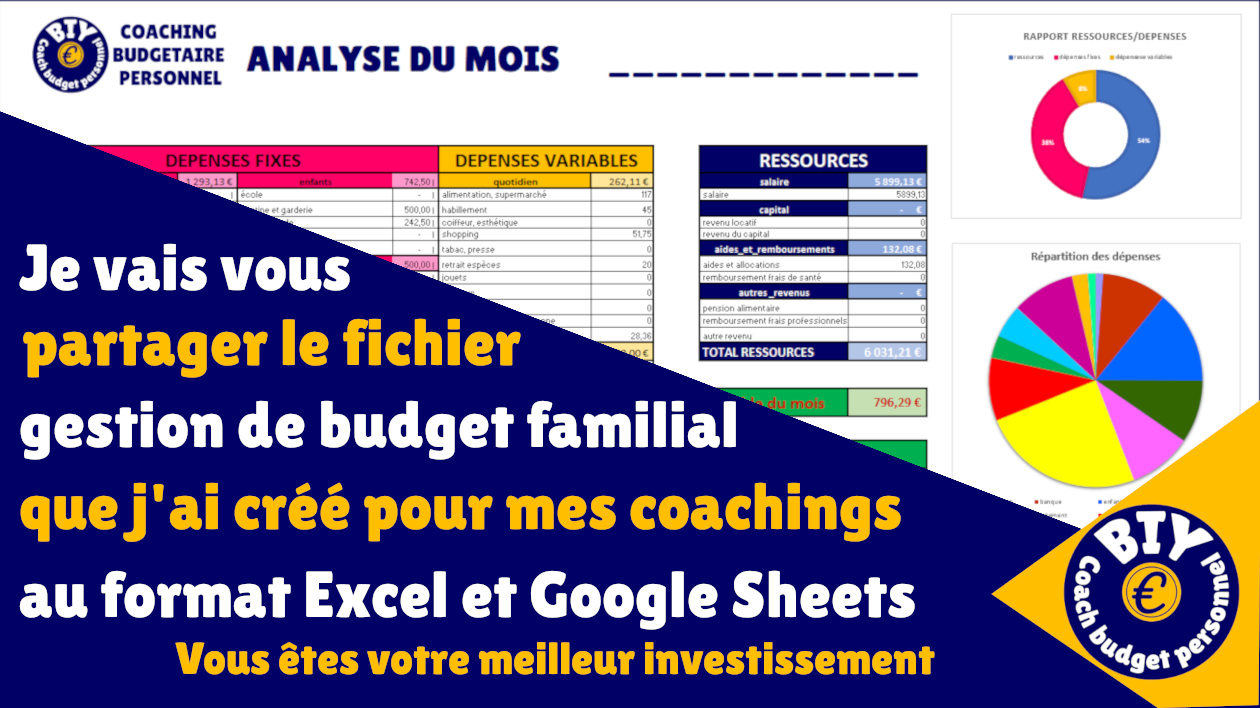 Je vais vous partager le fichier (excel et sheets) gestion de budget  familial que j'ai créé pour mes coachés par Cyril_biy