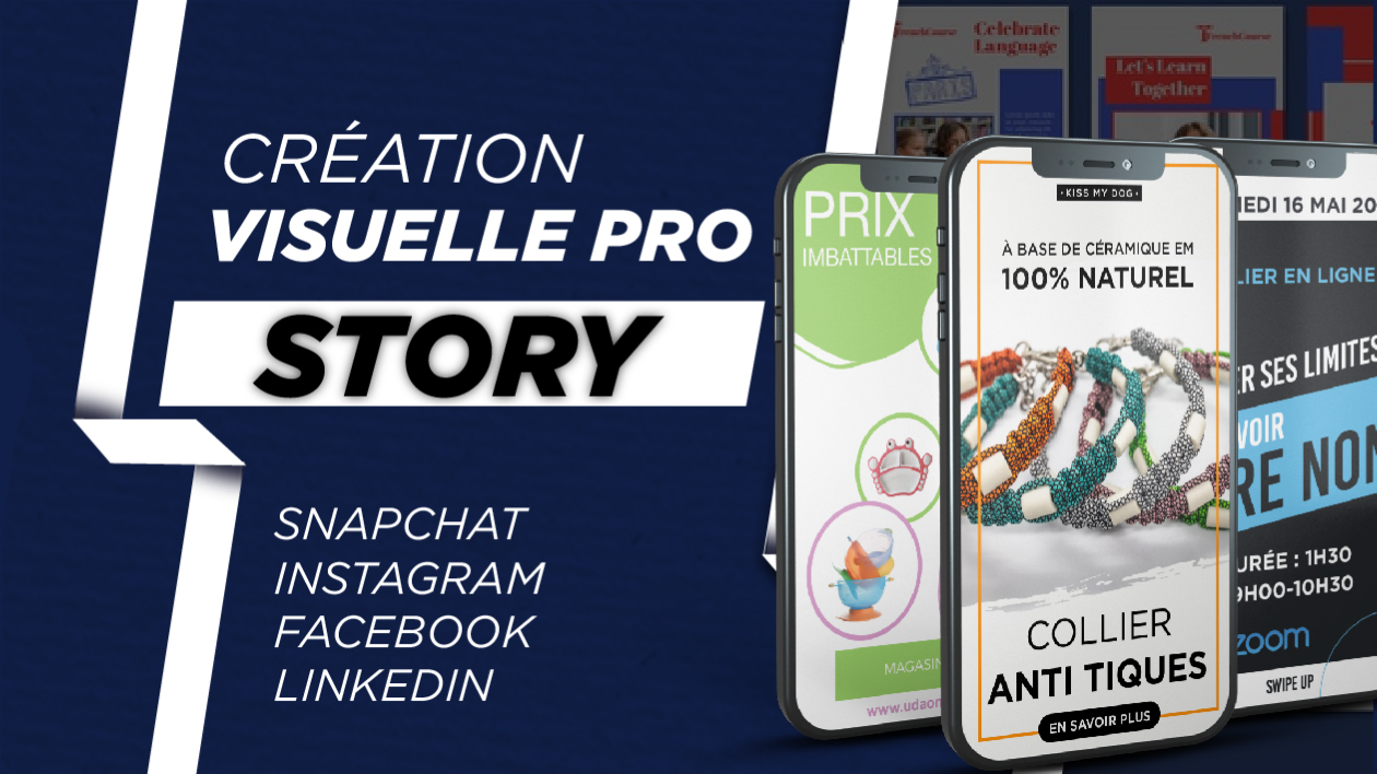 Je vais créer le design pour votre Flyer Story Snapchat, LinkedIn, Story Instagram ou Facebook