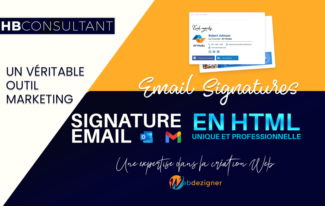 Je vais créer un unique, professionnel & Corporate HTML EMAIL SIGNATURE pour vous