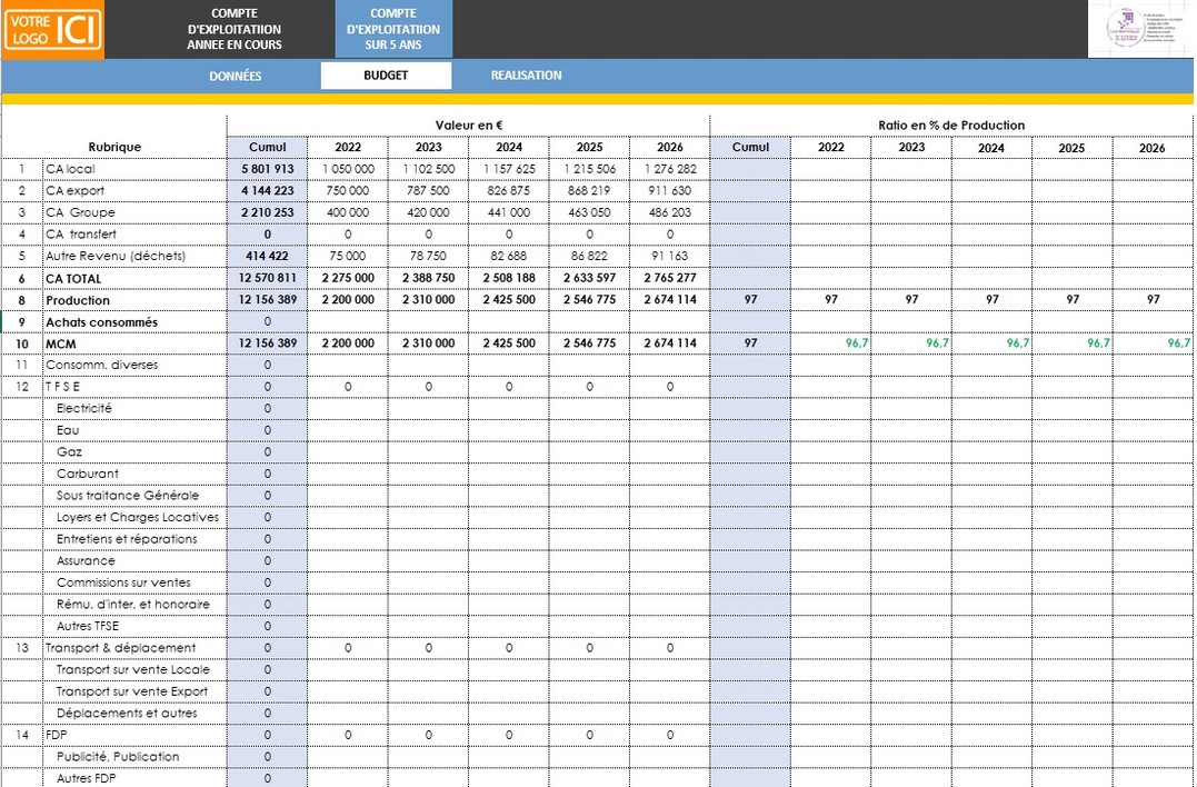 modèle Excel de suivi