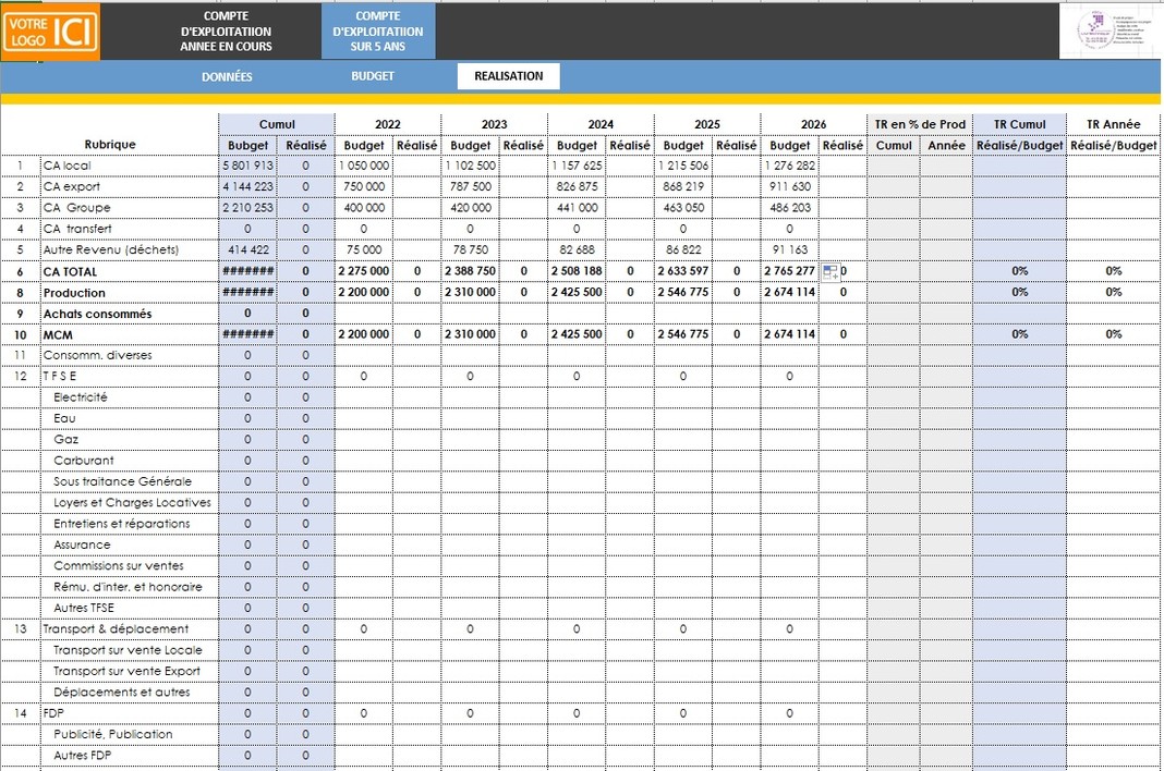 modèle Excel de suivi
