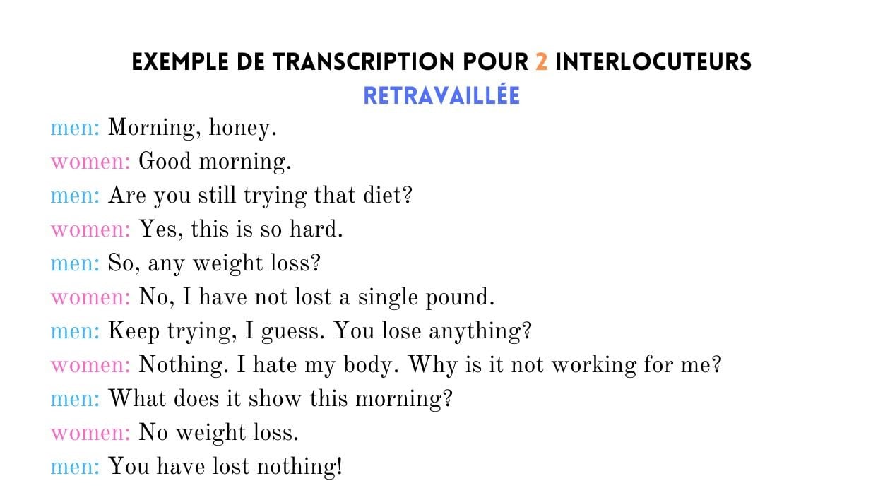 Transcrire sales en francais