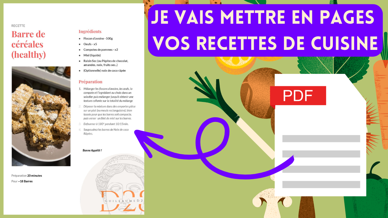 Page De Garde Recette Je vais mettre en page vos recettes de cuisine par GuillaumeD28