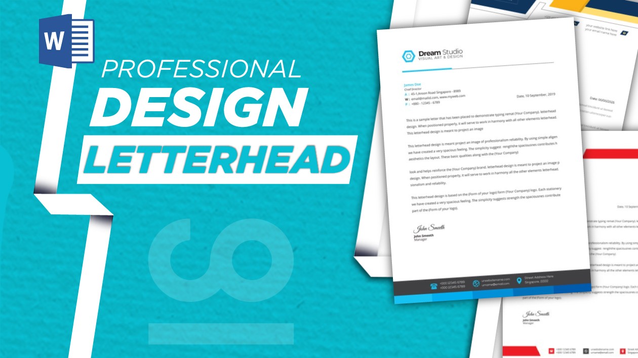 I will design a professional letterhead document header