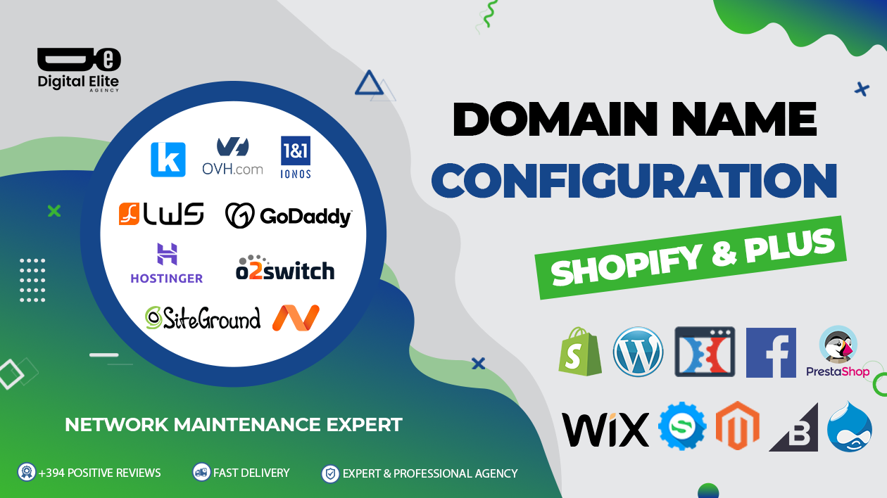 I will configure and point your domain name on shopify
