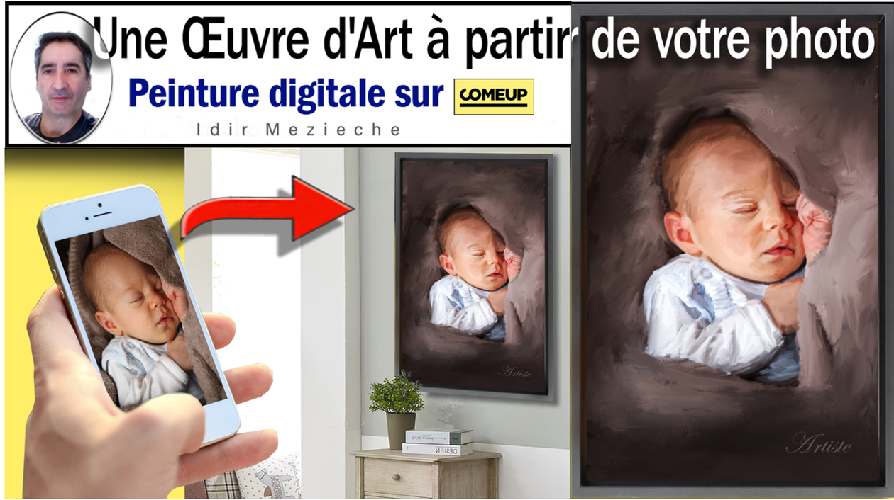 Portrait personnalisé en peinture d'une famille - ENKAGE