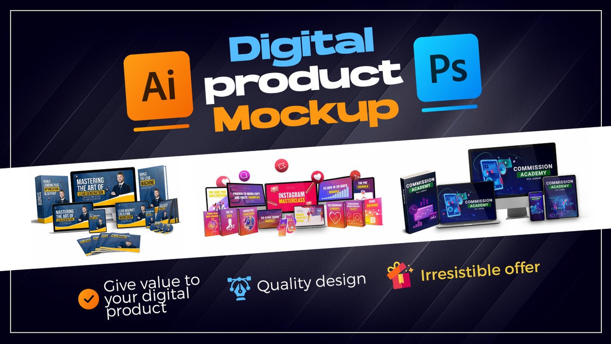 I will design a digital product mockup by Logoo