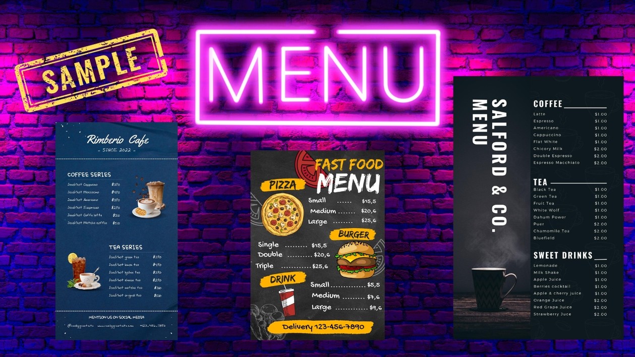 Je vais créer un menu professionnel pour votre restaurant, fast-food, pizzeria ou snack