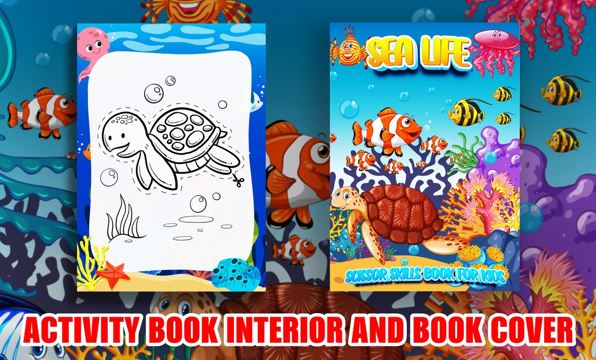 Kids Activity Books, Kids Coloring Book Interior Design, Book Cover Design
