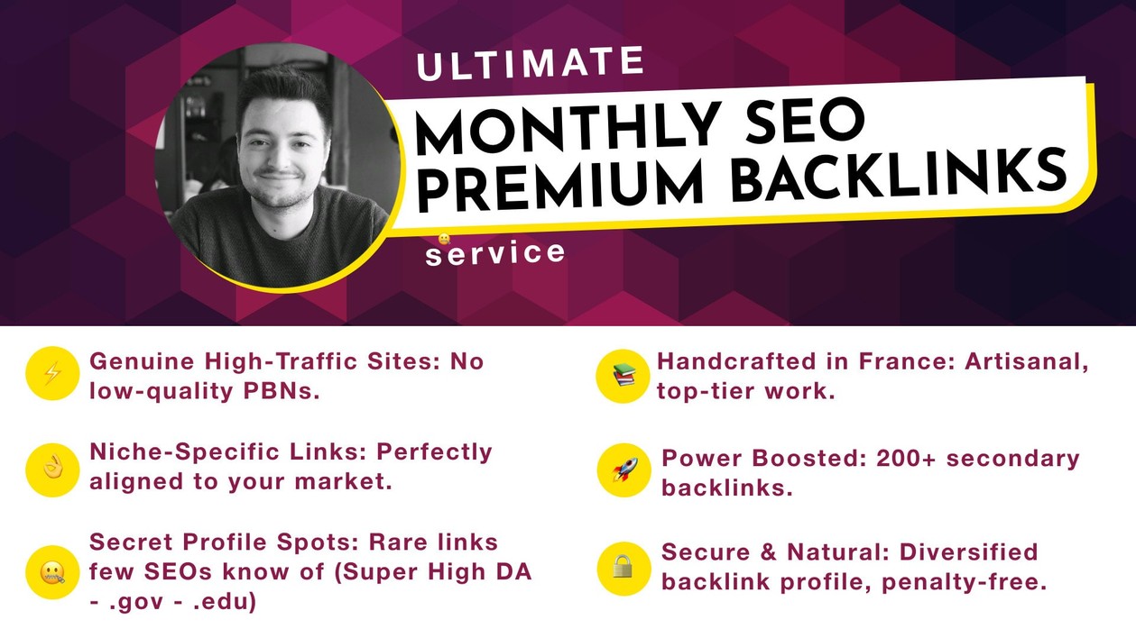 I will provide a month of premium, handcrafted SEO backlinks