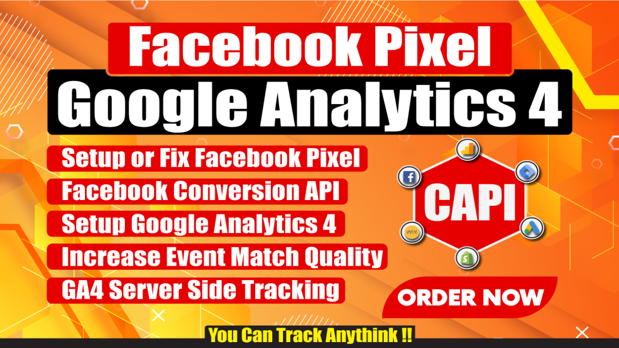I will setup Facebook Pixel Conversion API,Google Analytics 4,GA4 Server Side Tracking with GTM