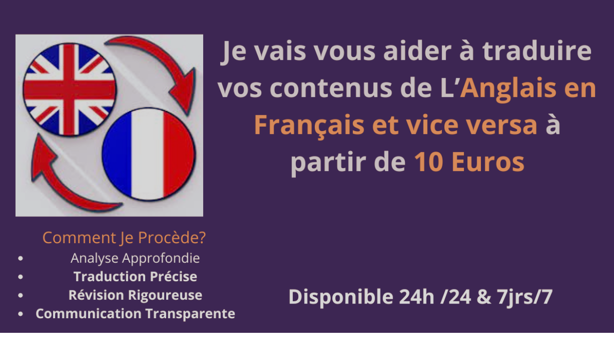 Je vais réaliser votre traduction Français/Anglais par fagbirerazack76