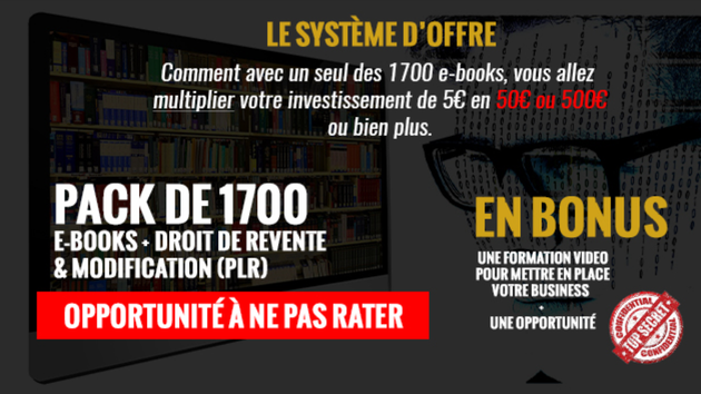 Je vais vous donner 1700 ebooks en français + droit de revente avec une formation