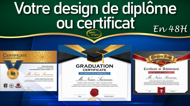 Je vais concevoir le design de vos diplômes ou certificats