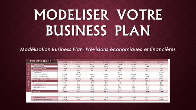 Je vais modéliser vos Business Plan, prévisions financières et économiques