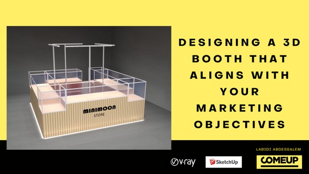 I will create a 3D design of a booth that aligns with your marketing objectives