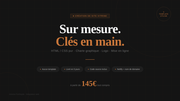Je vais créer votre site web sur mesure en HTML/CSS, charte graphique ...