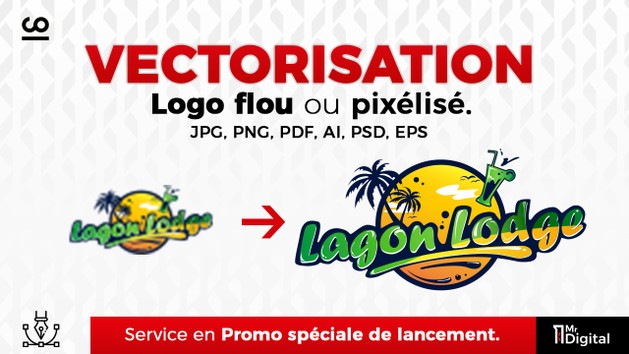 Je vais vectoriser / redessiner votre logo pixelisé ou image pixelisée ...